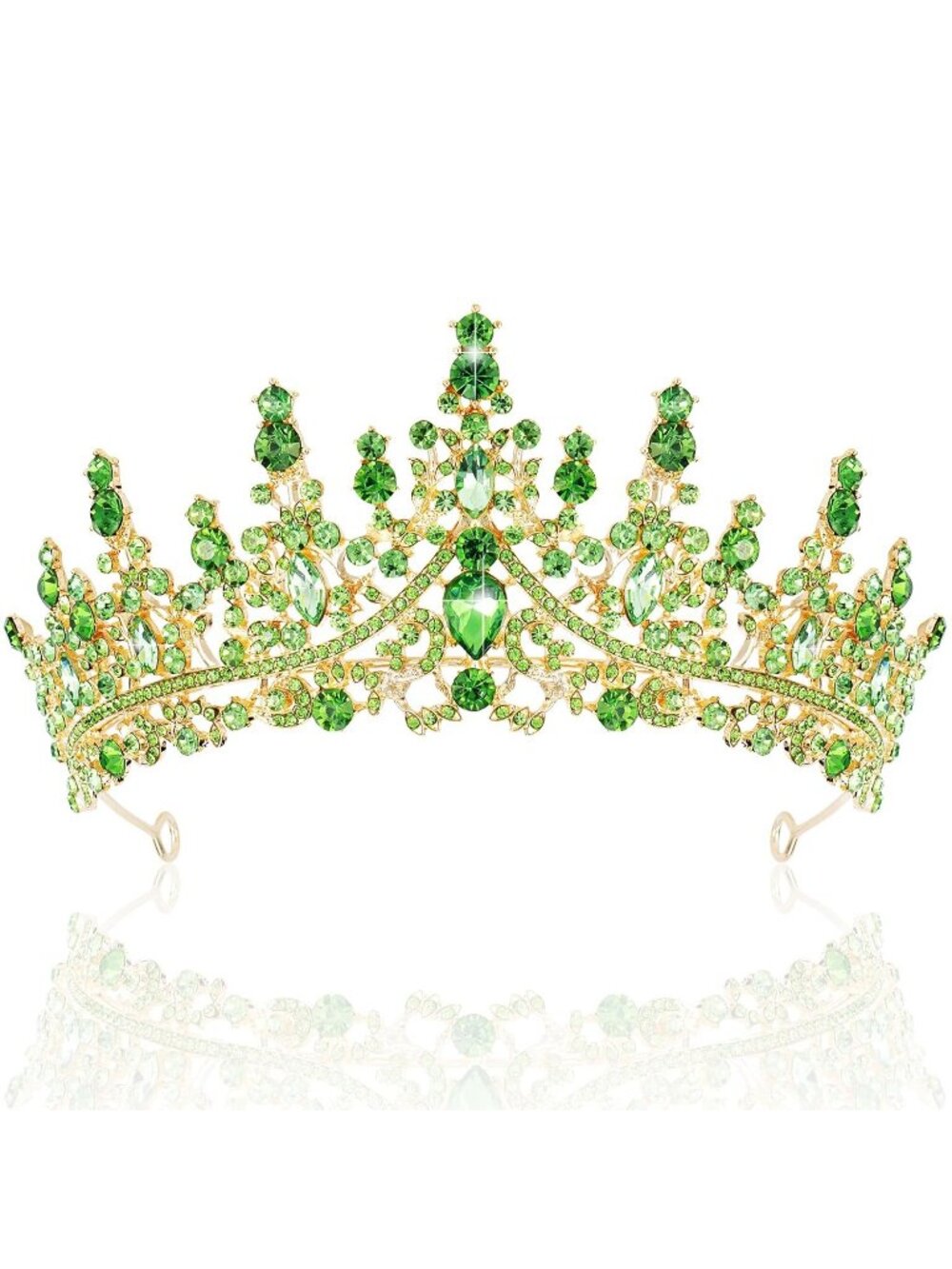 Light Green Rhinestone Princess Tiara Crown For Women Crystal Queen Headpiece